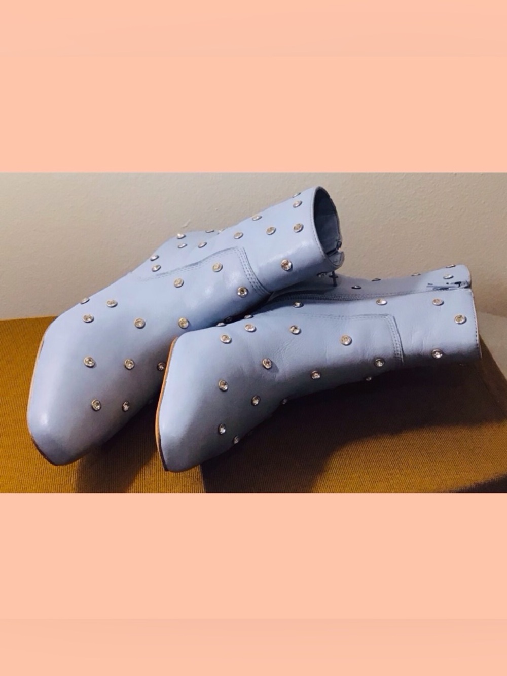 Gianni Bini Powder Blue Leather Studded Ankle Booties